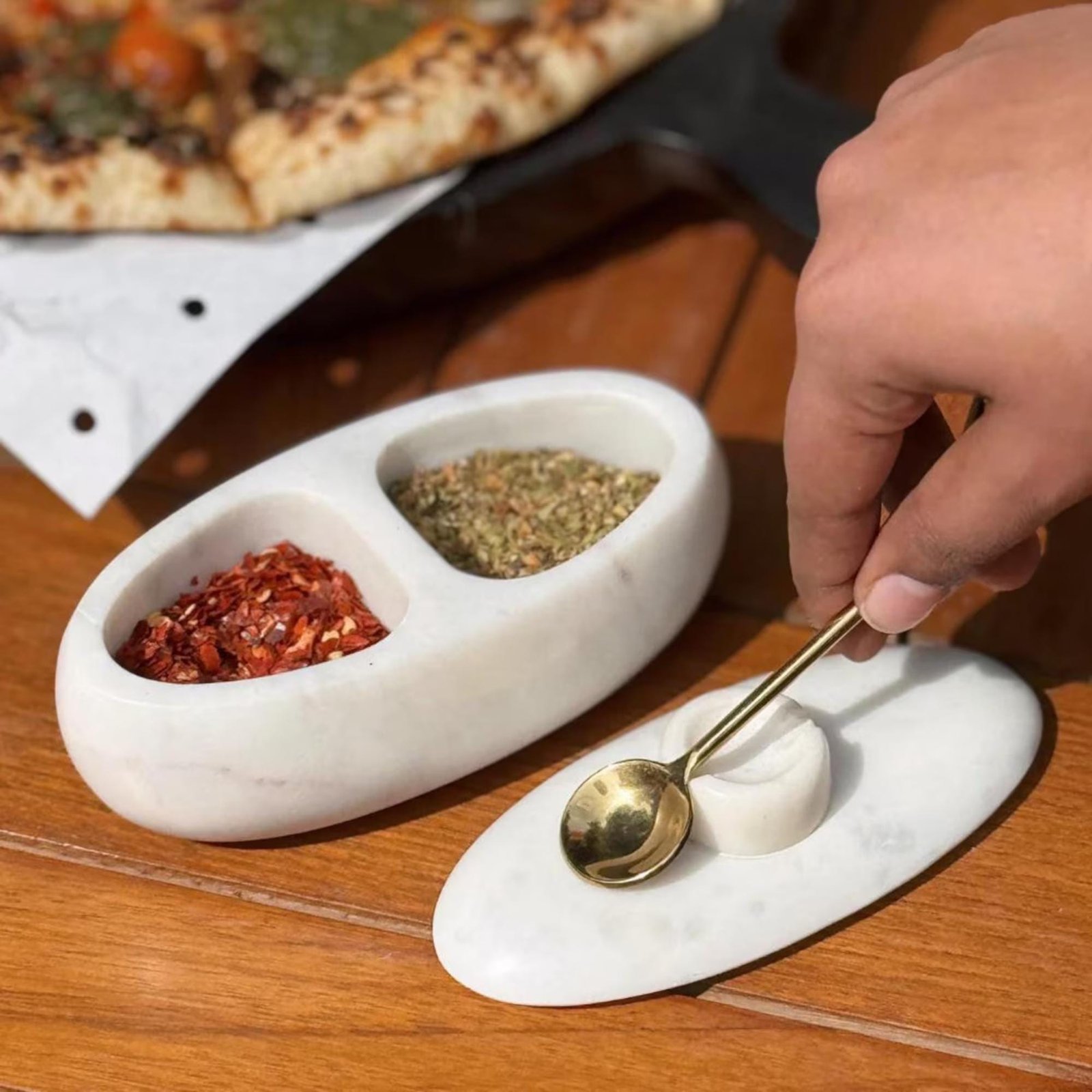 White Marble Salt & Herb Dish – Modern Kitchen Counter Decor - Image 3