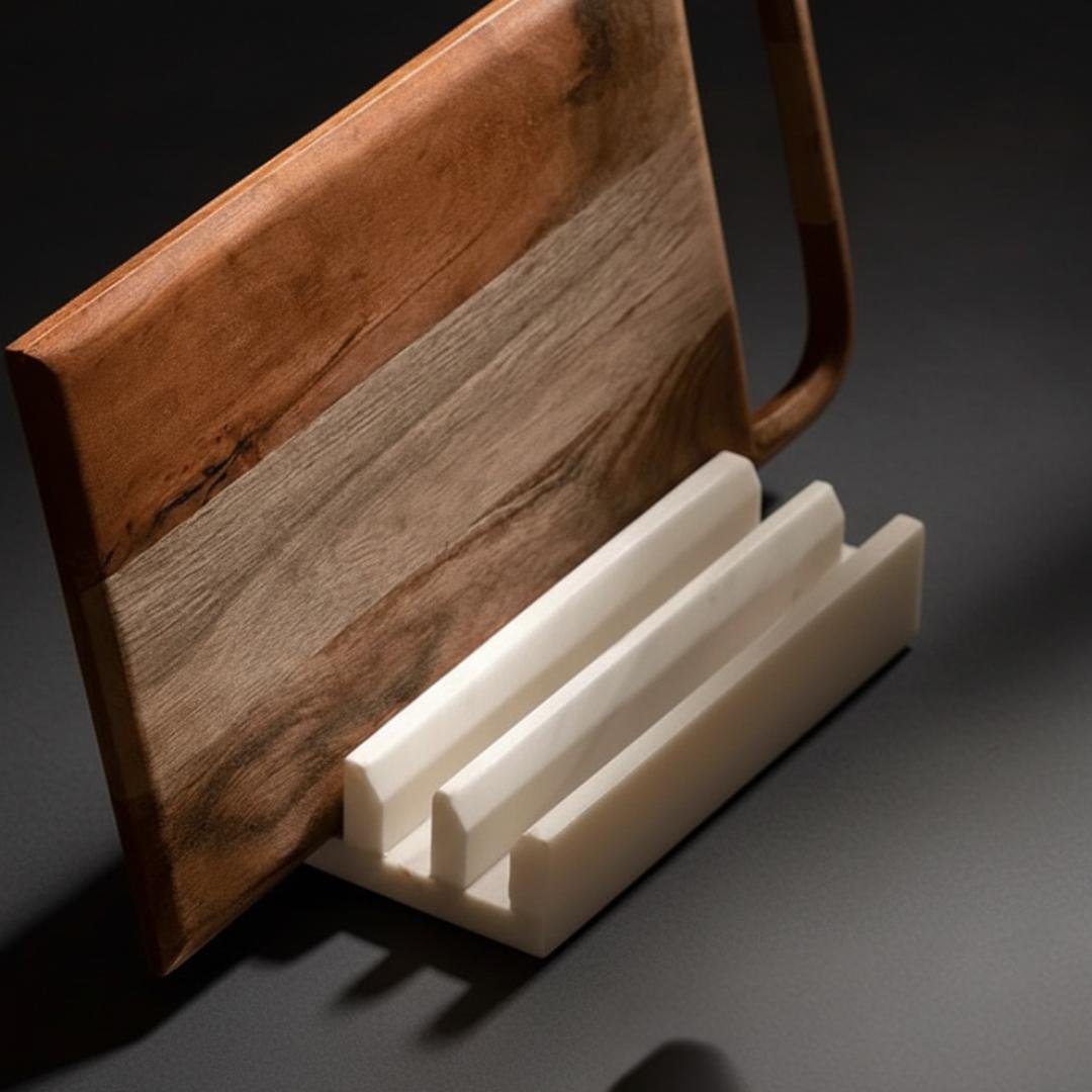 Handcrafted Marble Zigzag Cutting Board Stand • Elegant Kitchen Organizer - Image 3