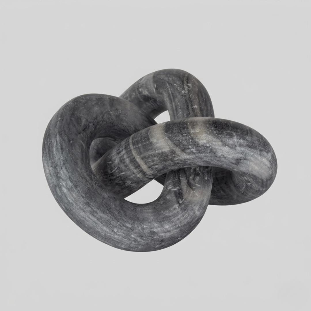 Black Marble Knot Sculpture – Modern Geometric Table Accent, Minimalist Home Decor - Image 2