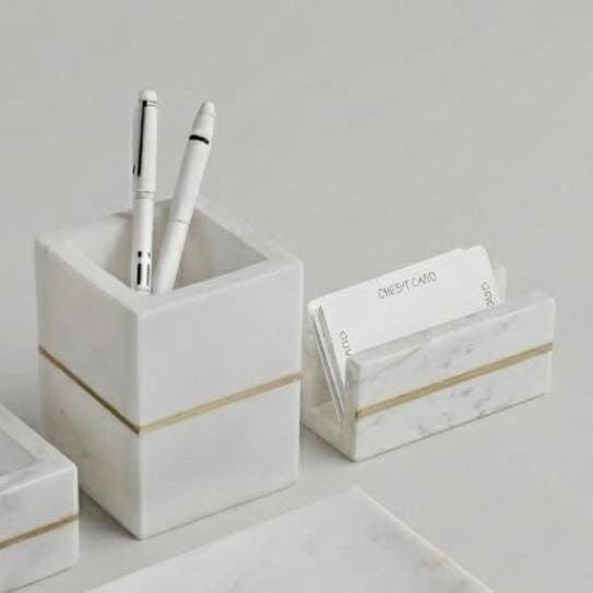 Handcrafted Marble Desk Organizer Set – Elegant Office Decor - Image 5