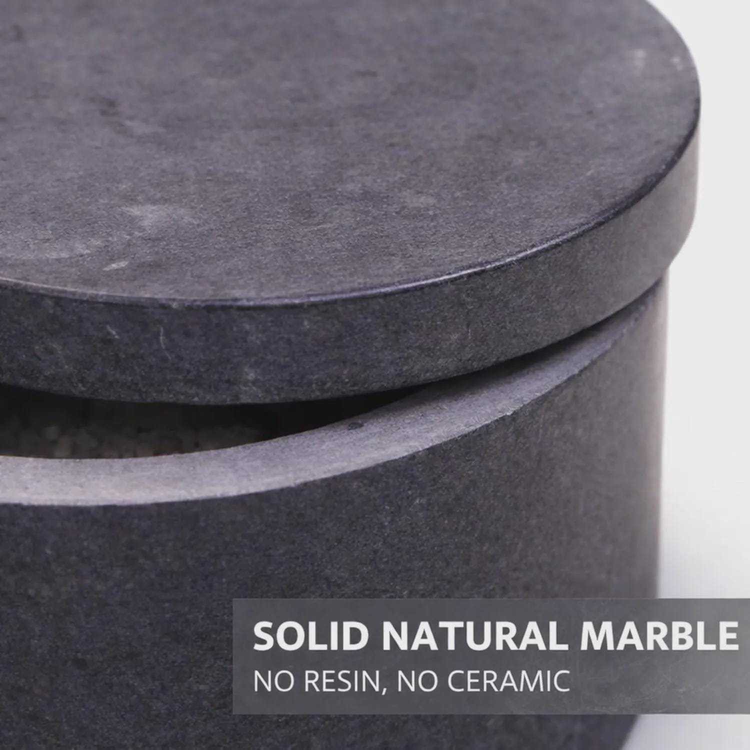 Black Marble Salt Cellar, Lidded Spice Jar, Stone Jewelry Box, Minimalist Canister - Image 4