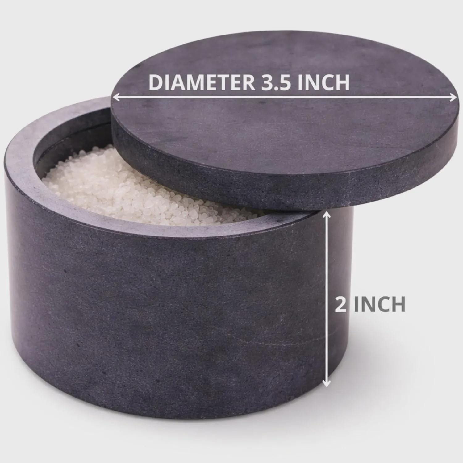Black Marble Salt Cellar, Lidded Spice Jar, Stone Jewelry Box, Minimalist Canister - Image 6