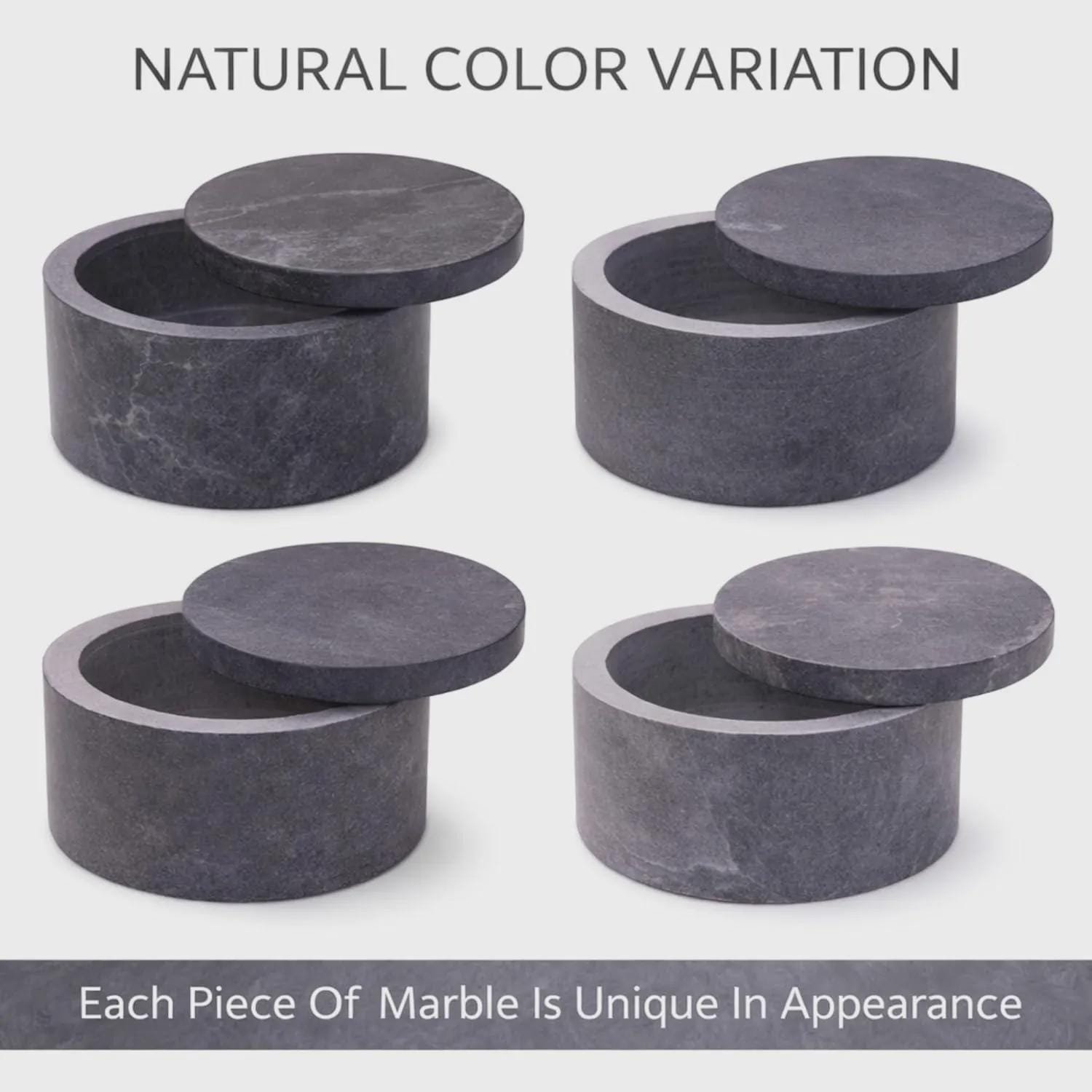 Black Marble Salt Cellar, Lidded Spice Jar, Stone Jewelry Box, Minimalist Canister - Image 5