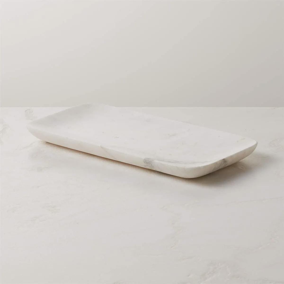 White Marble Vanity Tray, Rectangular Organizer, Modern Stone Platter, Luxury Home Decor - Image 4
