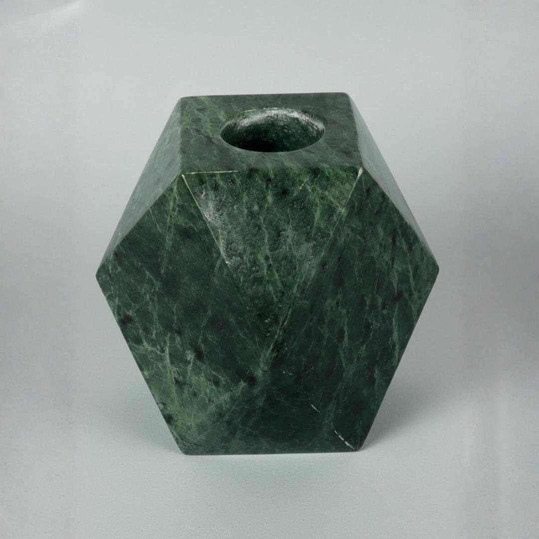 Geometric Marble Candle Holder: Faceted Stone Tea Light Vase, Minimalist Home Decor - Image 4