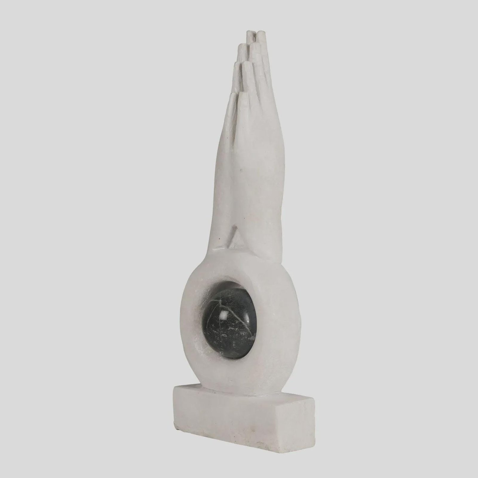 Hand-Carved Marble Praying Hands Sculpture, Natural Stone Altar Art Accent - Image 2