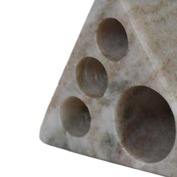 Natural Marble Triangular Pen Holder, Minimalist Stone Desk Organizer, Makeup Brush Stand - Image 5