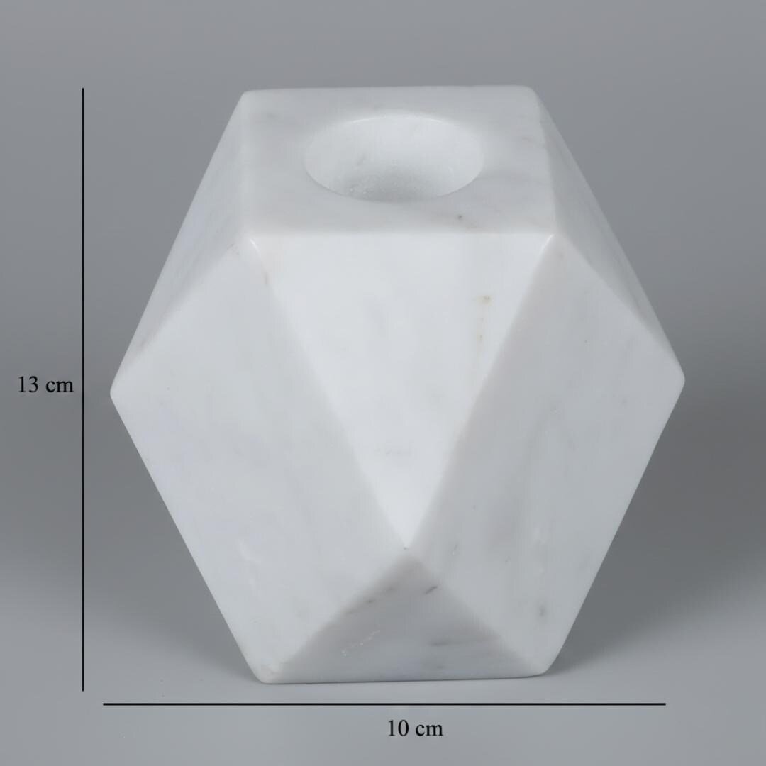 Geometric Marble Candle Holder: Faceted Stone Tea Light Vase – Minimalist Decor - Image 5