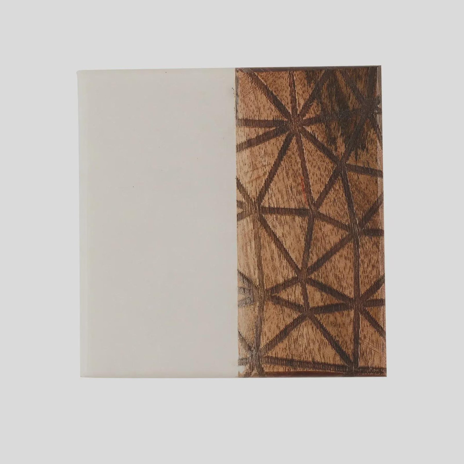 Handcrafted Marble Wood Coasters Set of 4, Modern Geometric Table Mat (10x10 cm) - Image 4