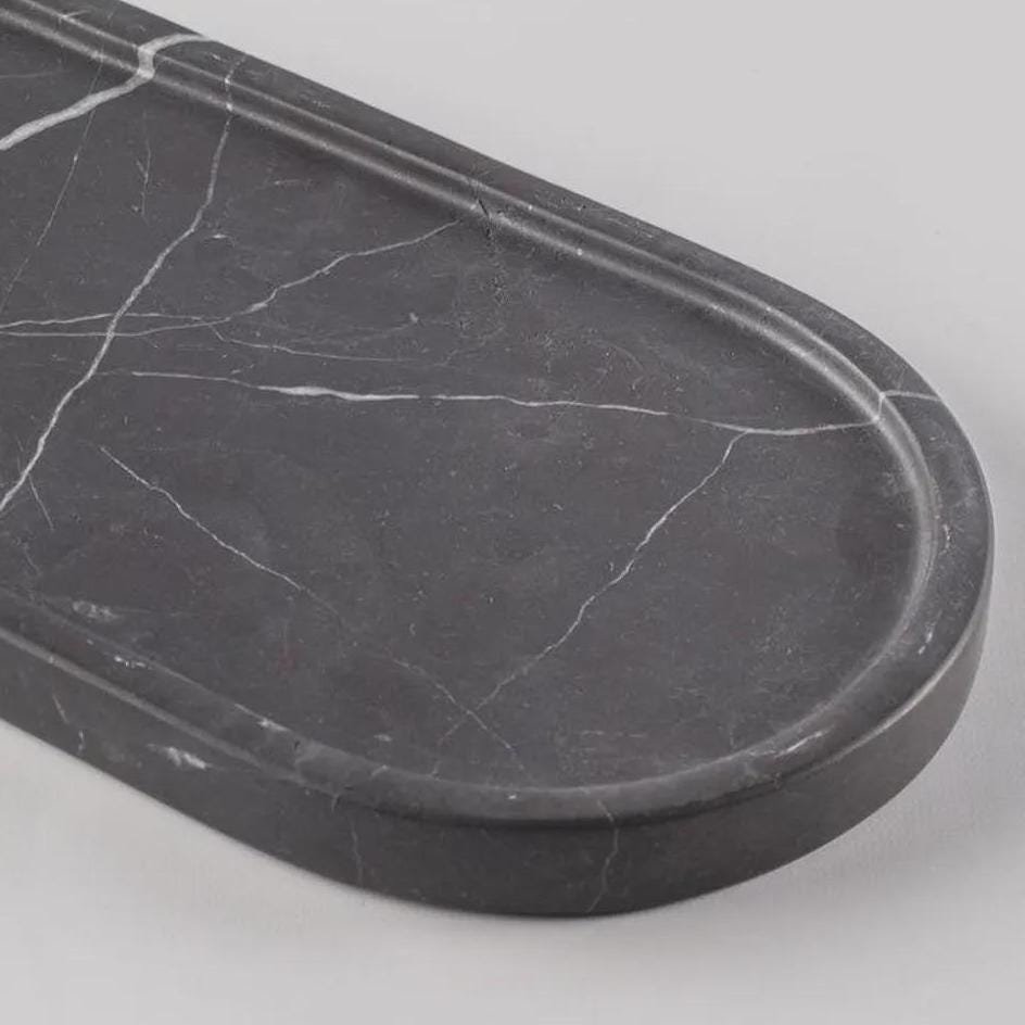 Black Marble Oval Tray: Modern Vanity Catchall, Bathroom Organizer, Key Holder - Image 4