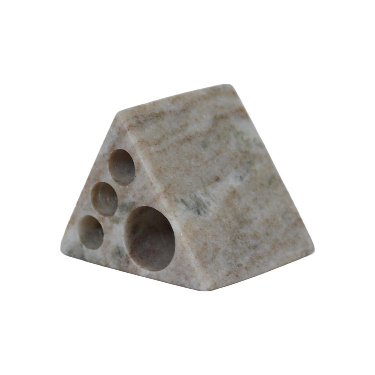 Natural Marble Triangular Pen Holder, Minimalist Stone Desk Organizer, Makeup Brush Stand - Image 3