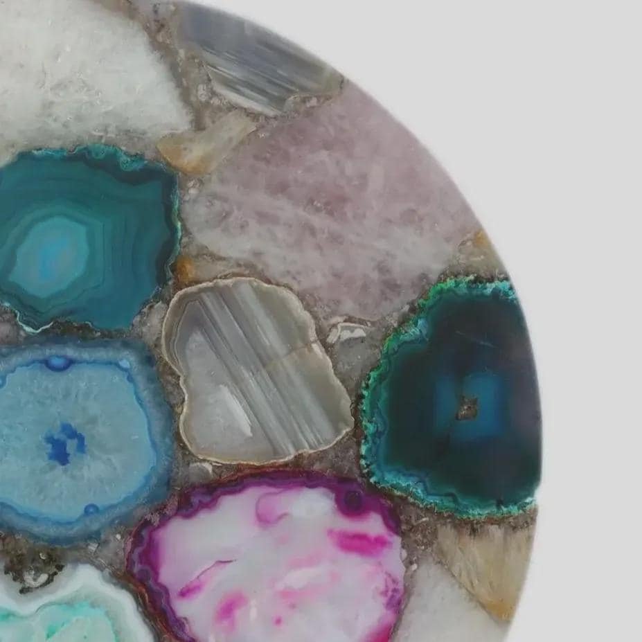 Multicolor Agate Platter Tray: Natural Stone Cheese Board, Round Charcuterie Serving Platter (30 cm) - Image 4