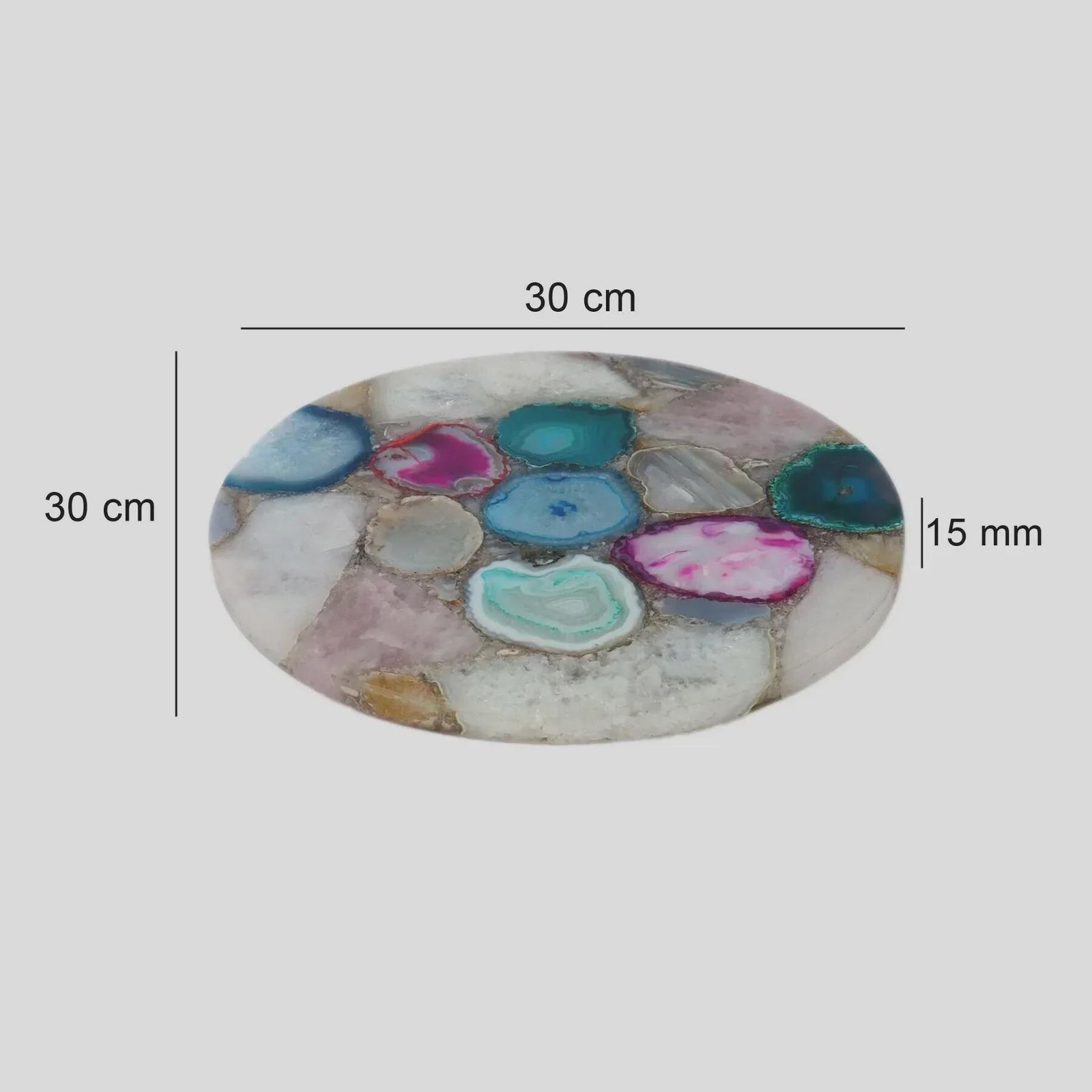 Multicolor Agate Platter Tray: Natural Stone Cheese Board, Round Charcuterie Serving Platter (30 cm) - Image 5