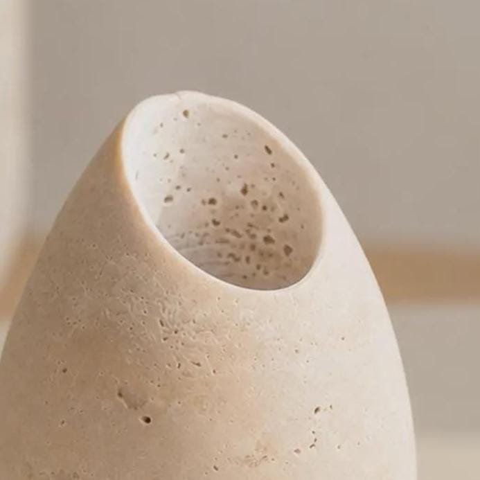 Hand-Carved Travertine Egg Match Holder: Modern Desk Accessory, Toothpick Vase (3.5" H) - Image 4
