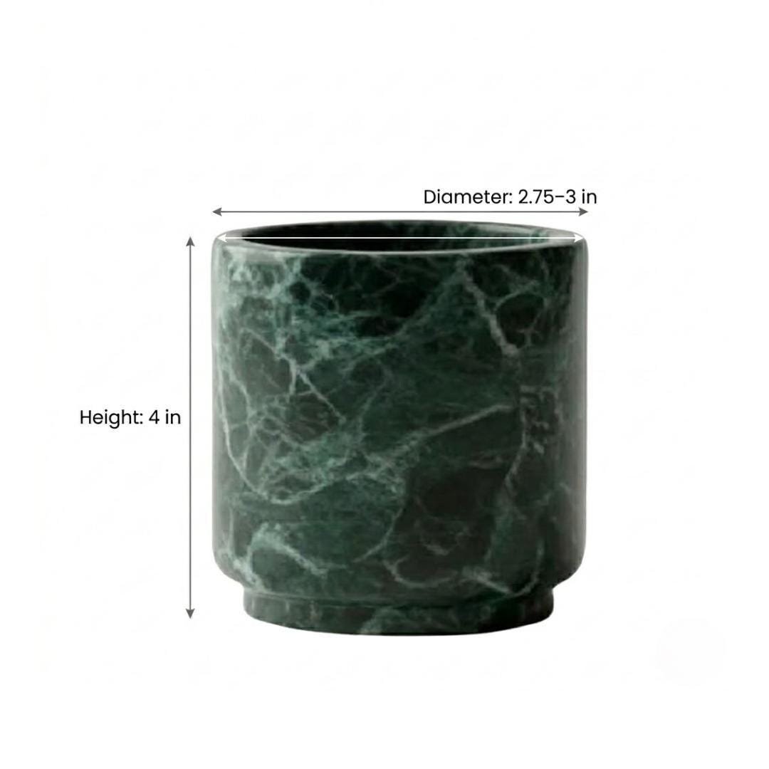 Handcrafted Green Marble Pen Holder: Minimalist Desk Organizer (4"H) - Image 5