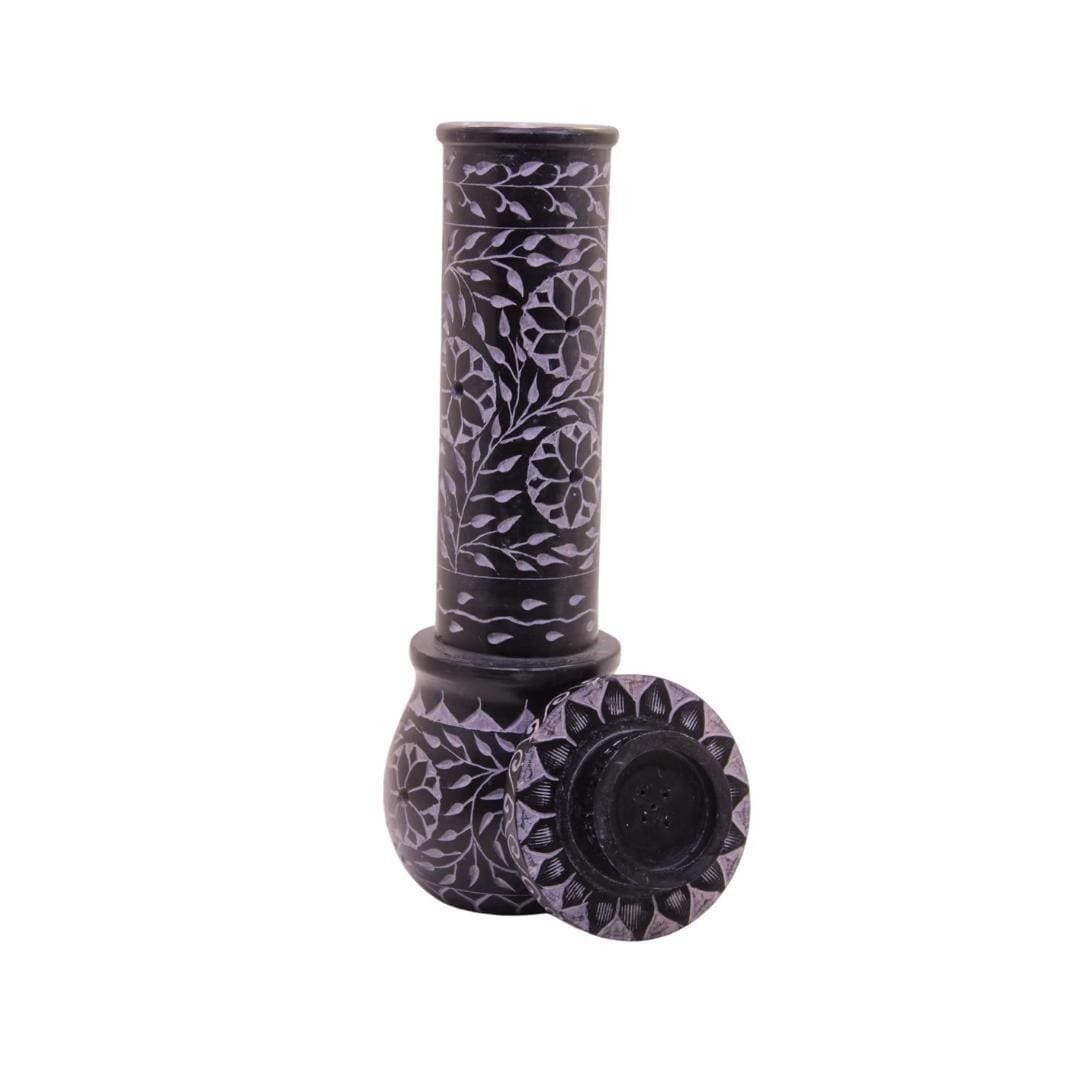 Hand Carved Soapstone Incense Burner Tower, 10" Floral Candle Holder, Spiritual Decor - Image 4