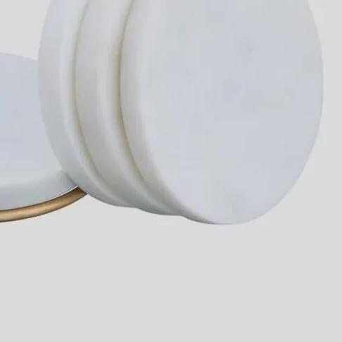 Set of 4 White Marble Coasters with Antique Brass Stand – Modern Table Decor - Image 7