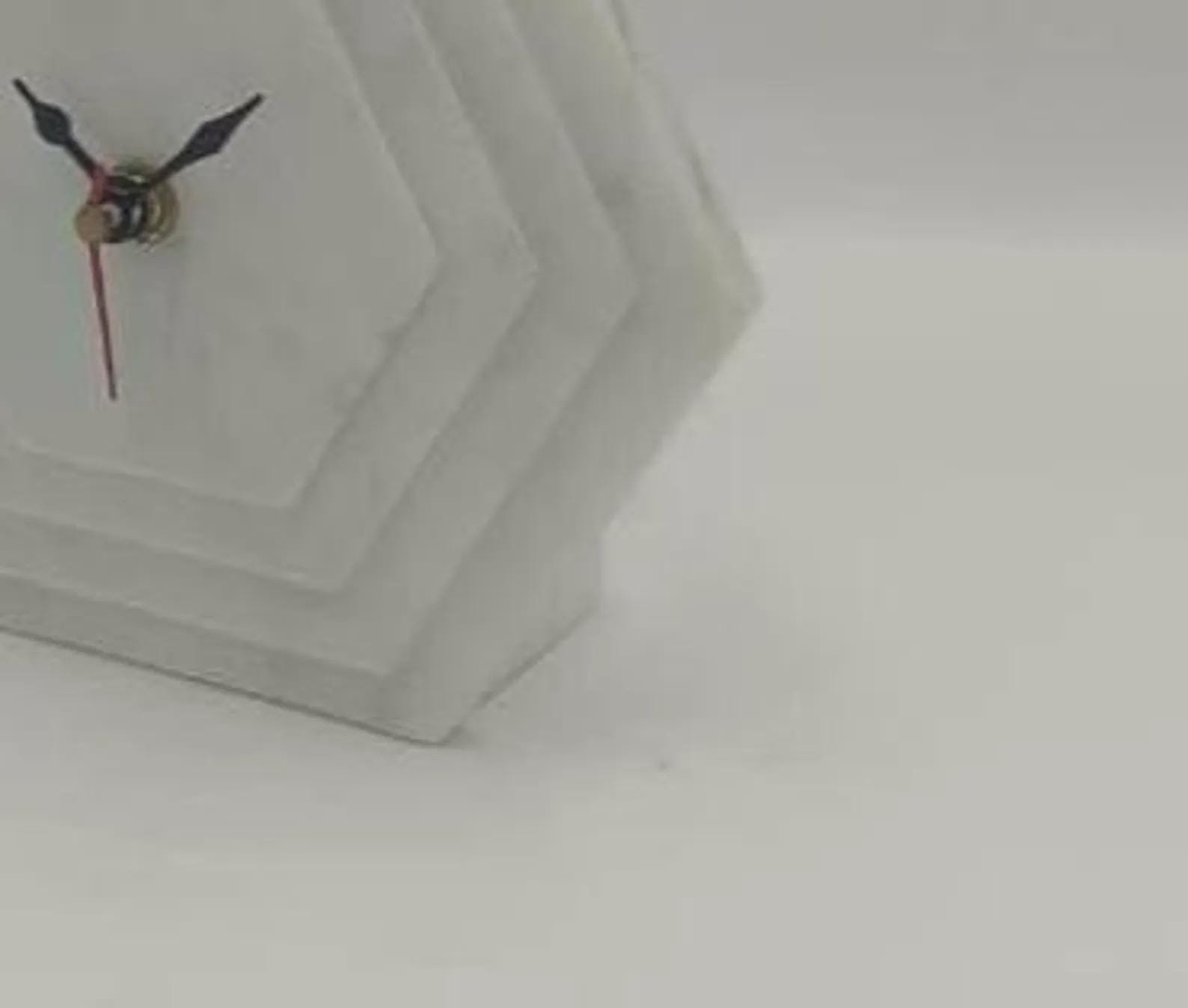 Handmade White Marble Hexagon Table Clock, Modern Geometric Desk Timepiece (15cm) - Image 4