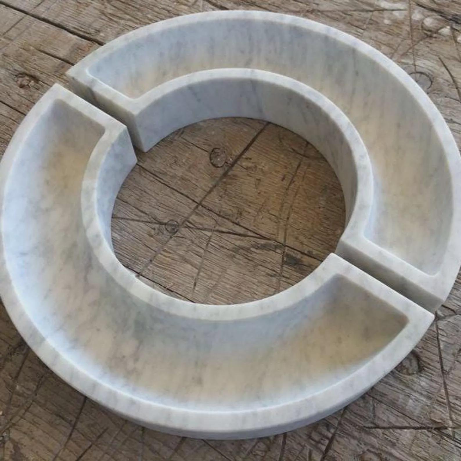 Handcrafted White Marble Crescent Tray Set: Modular Catchall Dish (10 Inch) - Image 2