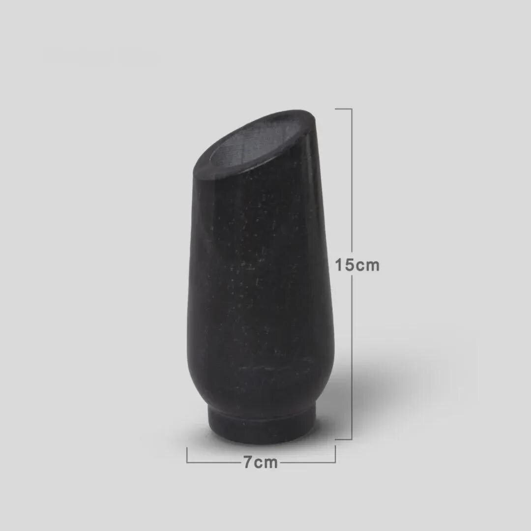 Hand Carved Black Marble Vase, Slanted Top, Modern Stone Decor (6" or 9") - Image 5