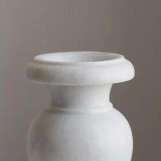 Handcrafted White Marble Urn Vase: 12" Tall, Minimalist Stone Centerpiece - Image 4