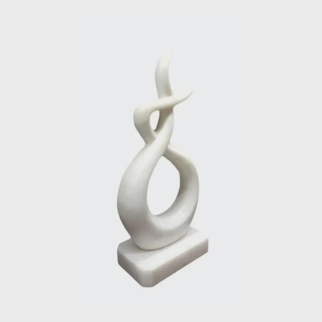 15" Handcrafted White Marble Infinity Sculpture: Modern Abstract Home Decor - Image 3