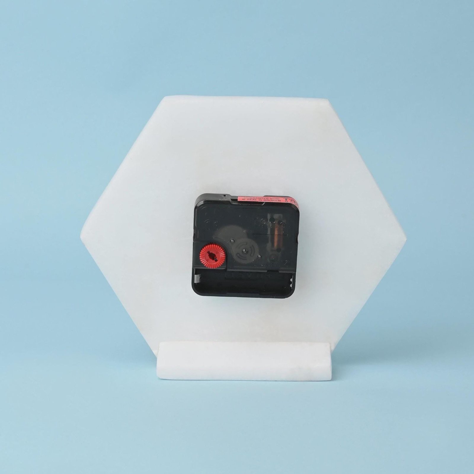 White Marble Hexagon Desk Clock, Modern Geometric Timepiece, Minimalist Stone Decor - Image 4
