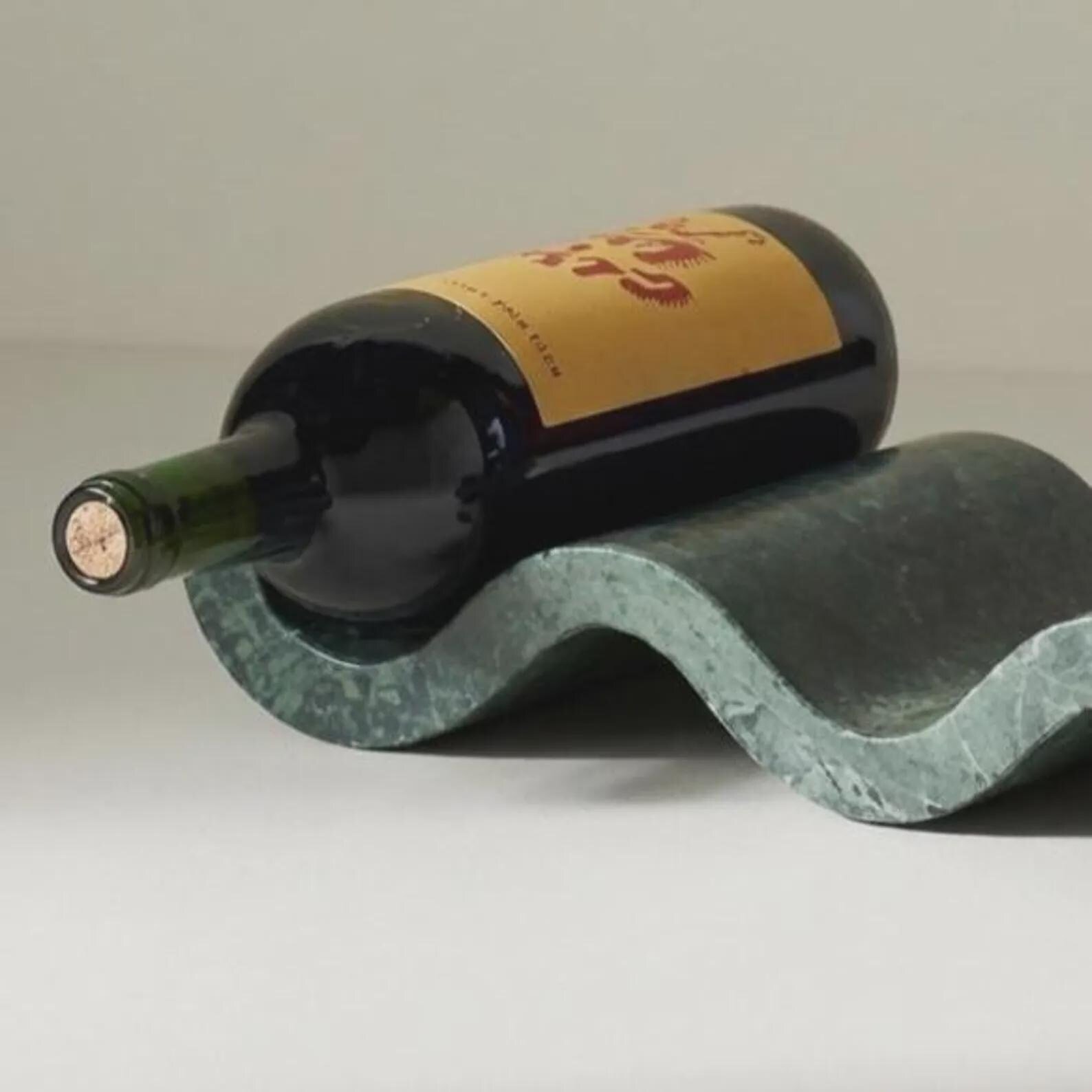 Handcrafted Green Marble Wine Rack, Sculptural Bottle Holder, Modern Bar Decor - Image 2
