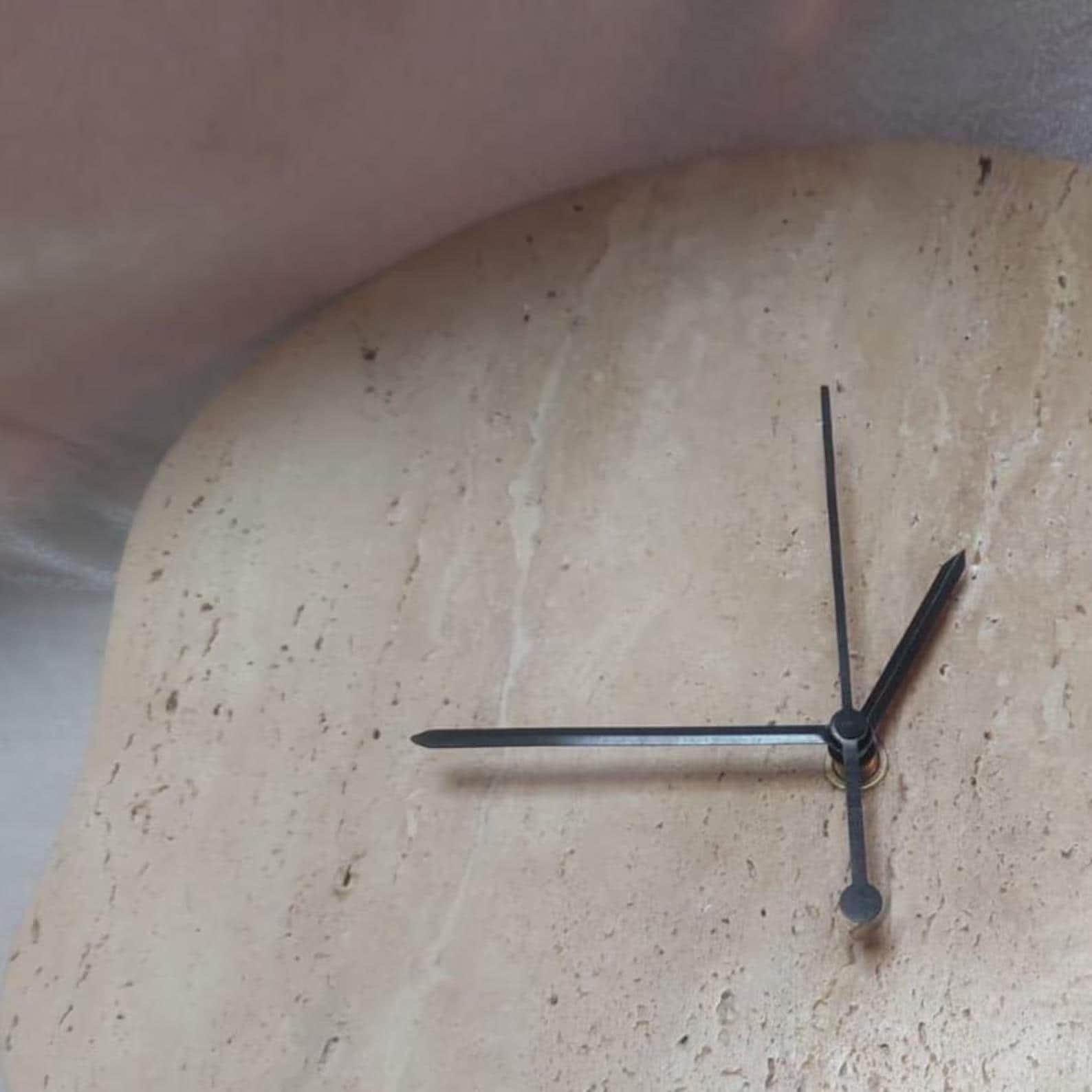 Handmade Travertine Wall Clock: Natural Beige Stone, Minimalist Organic Decor - Image 5