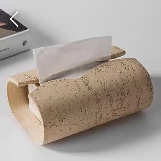 Beige Travertine Tissue Box Holder, Modern Stone Bathroom Decor (10"x5"x5") - Image 2