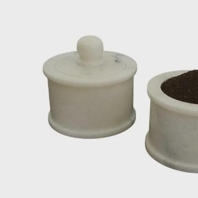White Marble Salt Cellar Set: Minimalist Spice Jars with Lids (3L x 3W x 2H) - Image 5