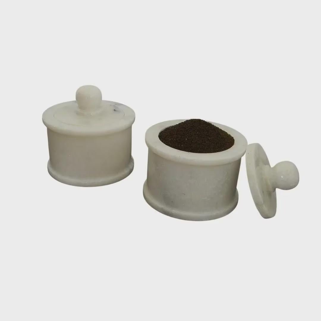 White Marble Salt Cellar Set: Minimalist Spice Jars with Lids (3L x 3W x 2H) - Image 4