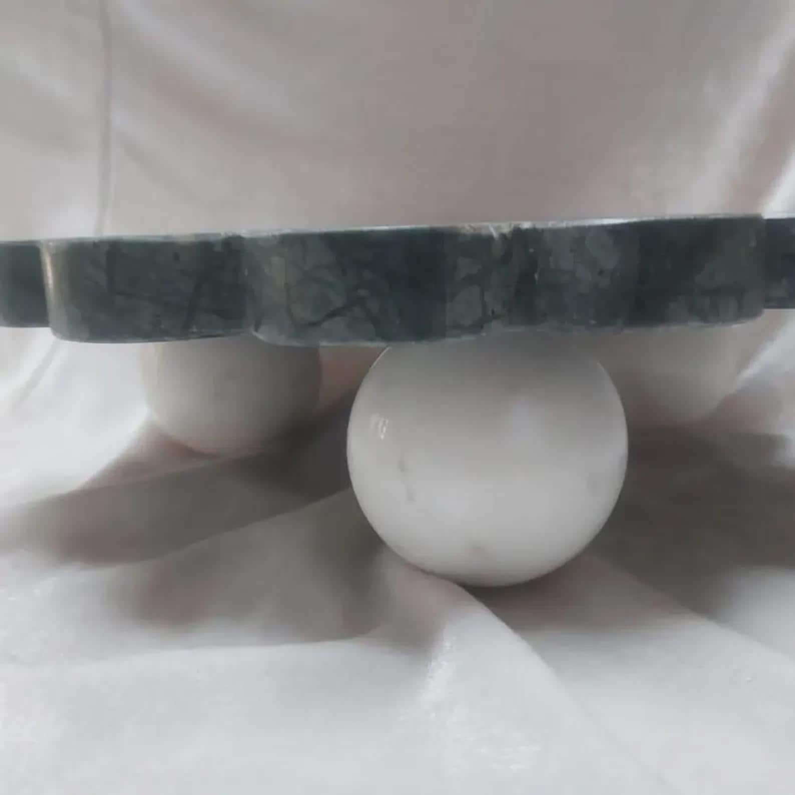 Handcrafted Green Marble Cake Stand, Scalloped Footed Tray, Modern Rustic Kitchen Decor - Image 4