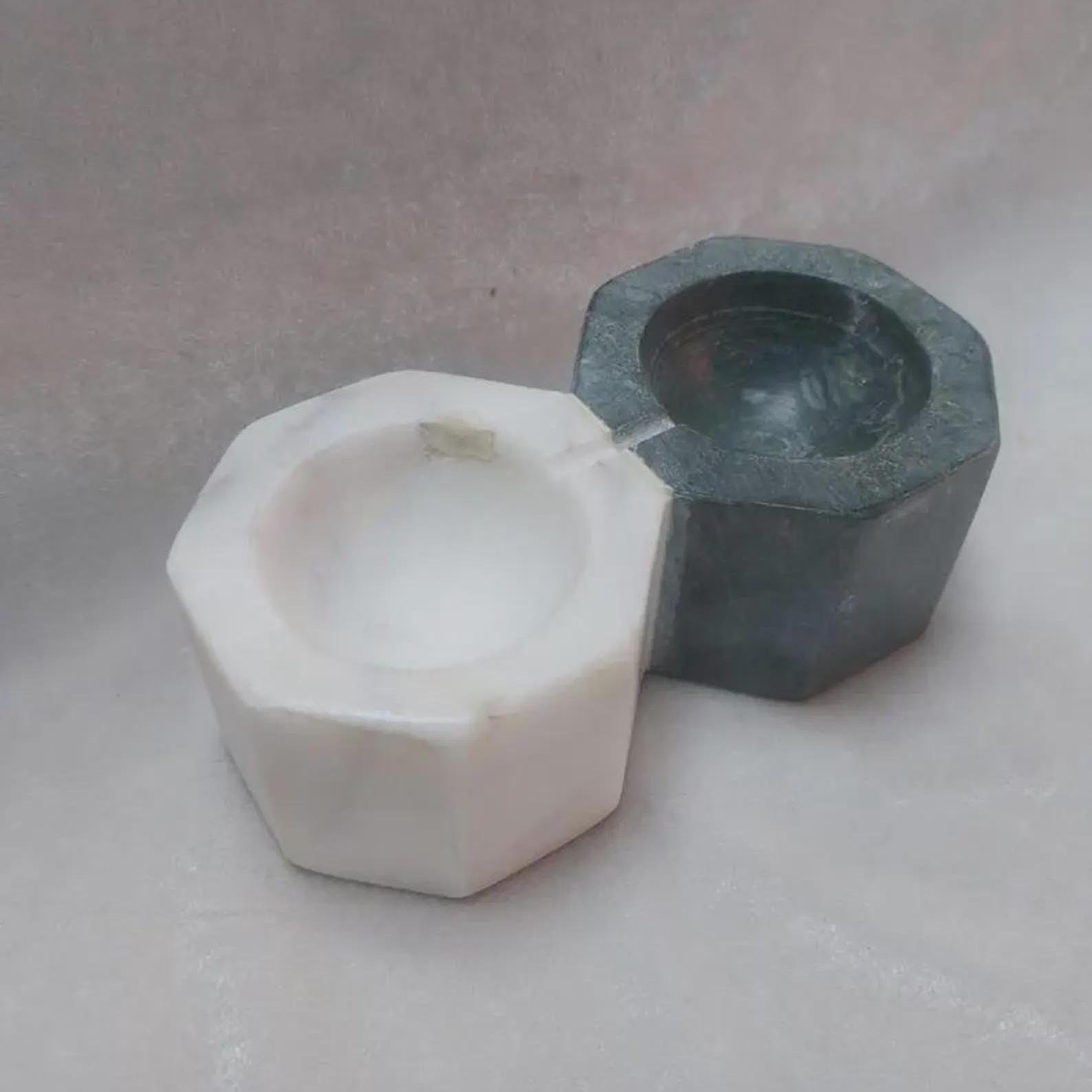 Hand-Carved Dual Marble Candle Holder, Hexagonal Tealight Stand, Modern Home Decor - Image 2