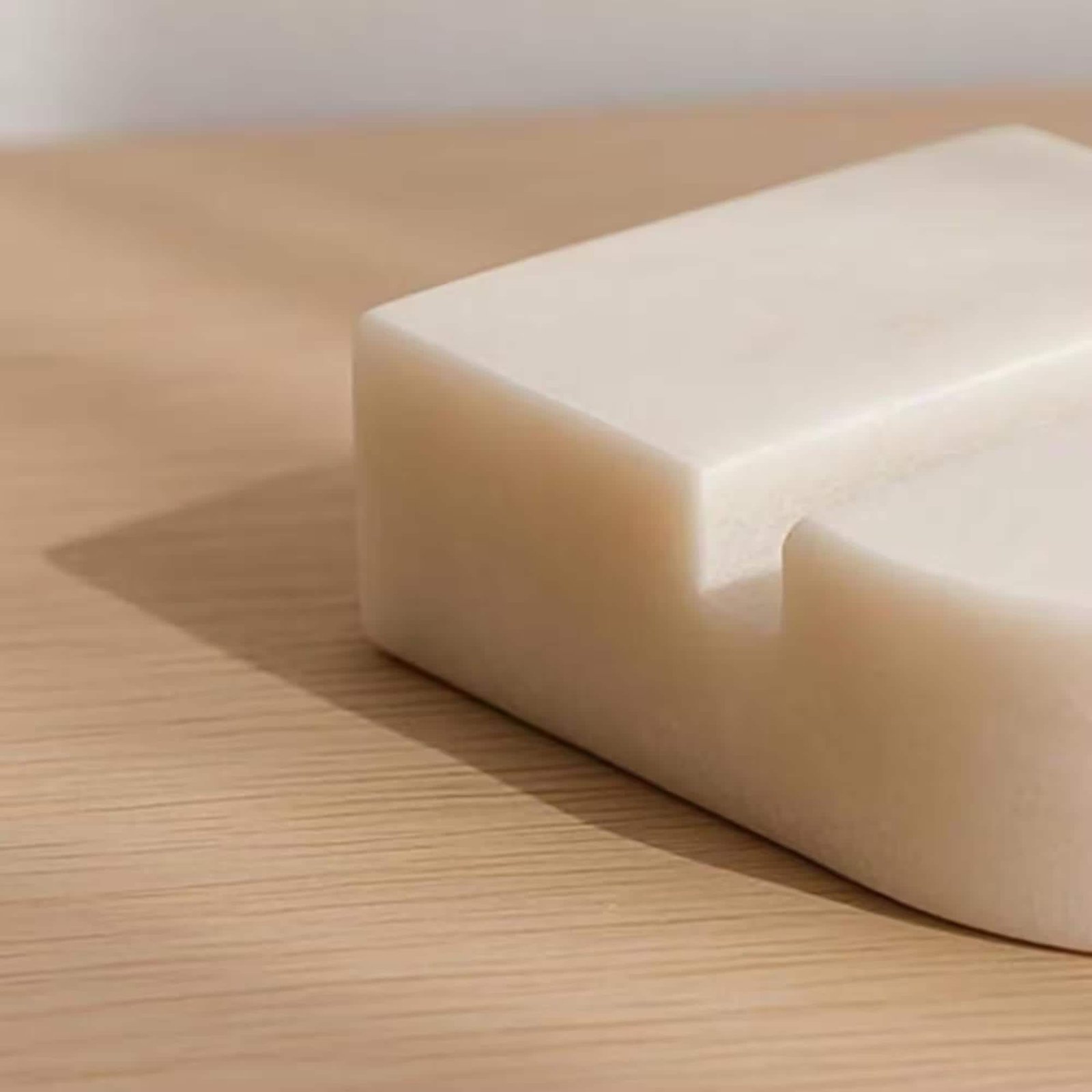 Handcrafted White Marble Phone Stand: Minimalist Desk Organizer, Natural Stone Cradle (3.8" x 2.8") - Image 4