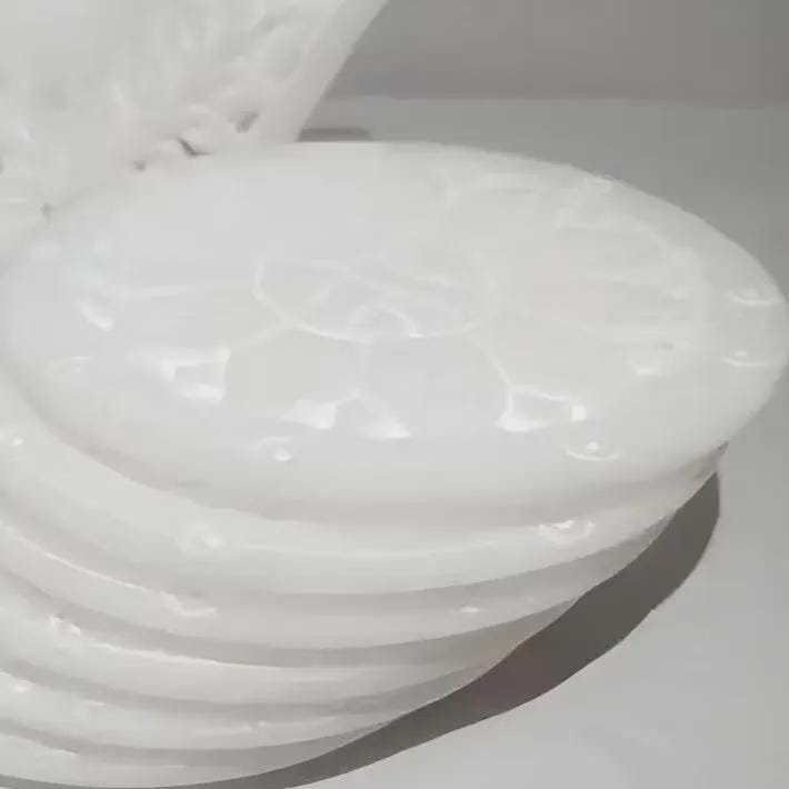 Handcrafted White Marble Coaster Set, Floral Carved Stone Holder, Table Decor - Image 4