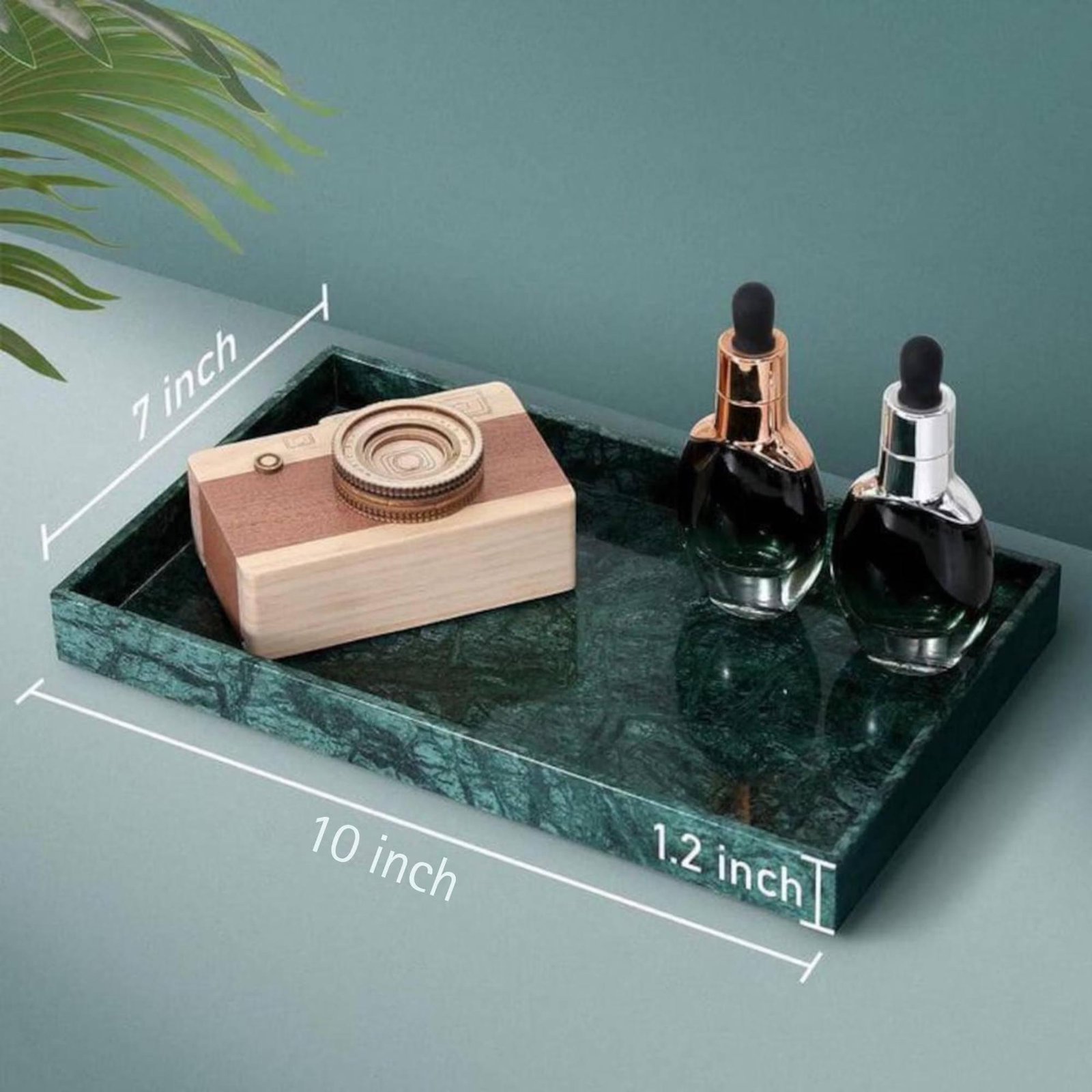Handcrafted Green Marble Vanity Tray, Rectangular Serving Dish, Luxury Cosmetic Organizer (10x7 inches) - Image 5