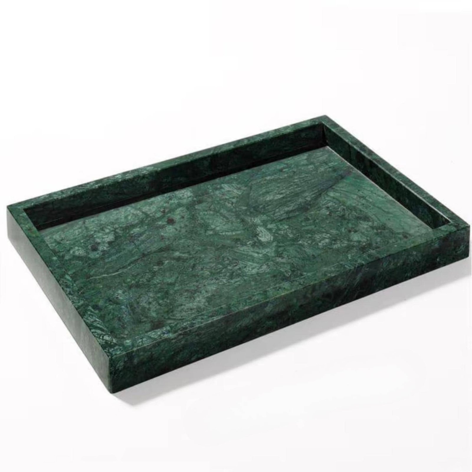 Handcrafted Green Marble Vanity Tray, Rectangular Serving Dish, Luxury Cosmetic Organizer (10x7 inches) - Image 3